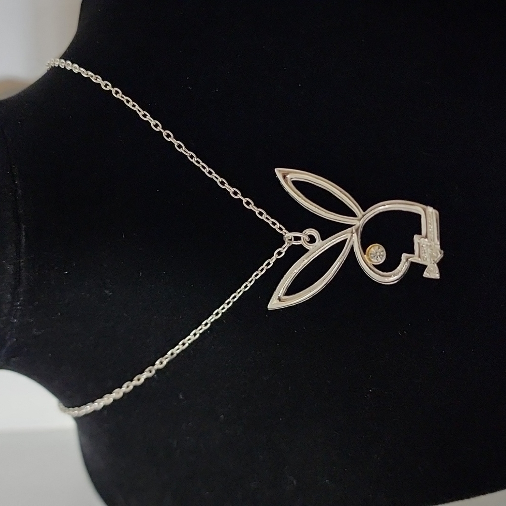 Playboy Bunny Silver Pendant Necklace NEW